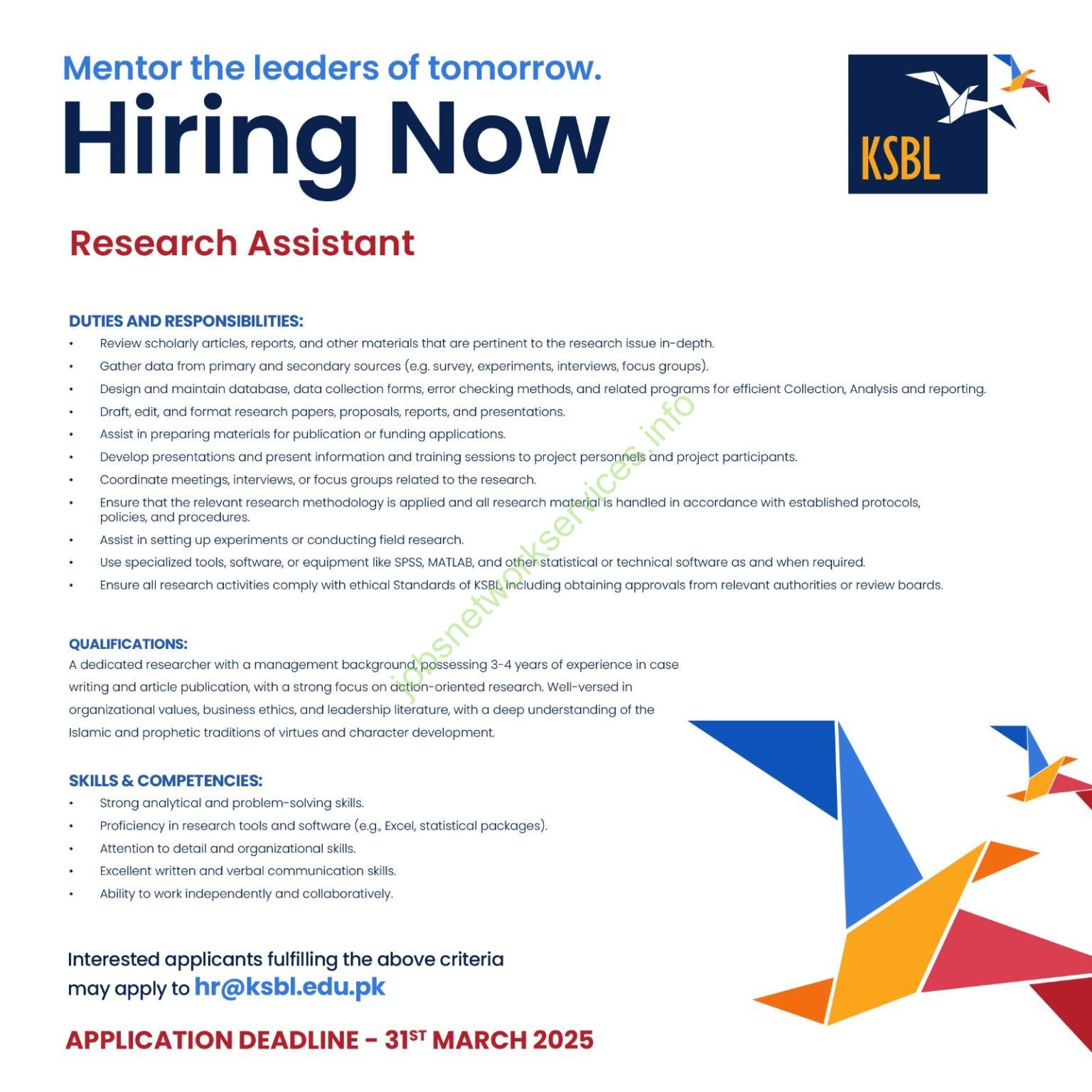 KSBL New Jobs 2025 Apply Now