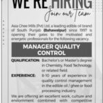 Asia Ghee Mills Jobs 2025 for Manager Quality Control