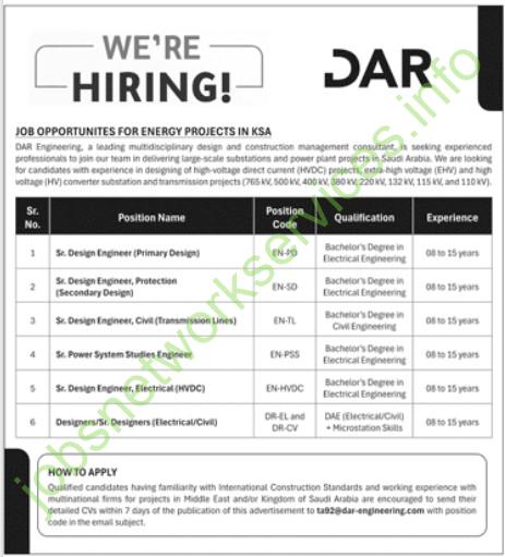 Dar Engineering Jobs 2025