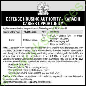 Defence Housing Authority DHA Karachi Jobs 2025