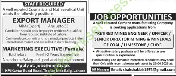Export Manager & Marketing Executive Jobs 2025