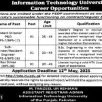 Information Technology University ITU Jobs 2025 for Assistant Director, Engineer, Bus Driver