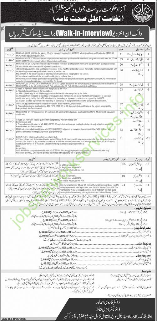 AJK Health Department New Jobs 2025 Latest