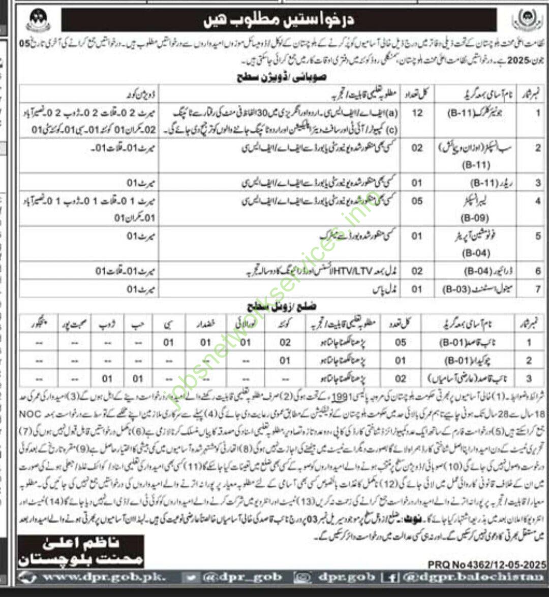 Directorate of Labour Department Balochistan New Jobs 2025