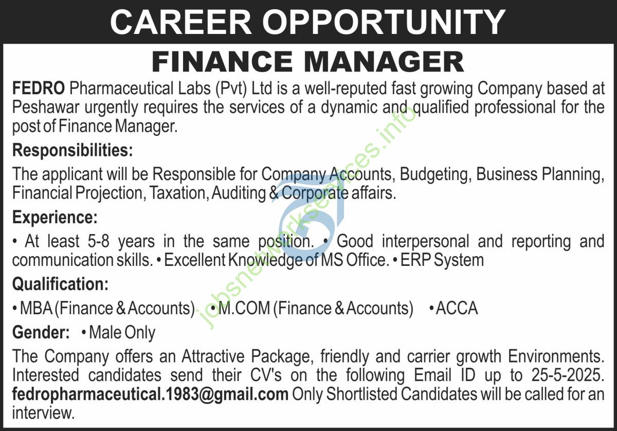 FEDRO Pharmaceutical Labs Jobs 2025 Apply Online