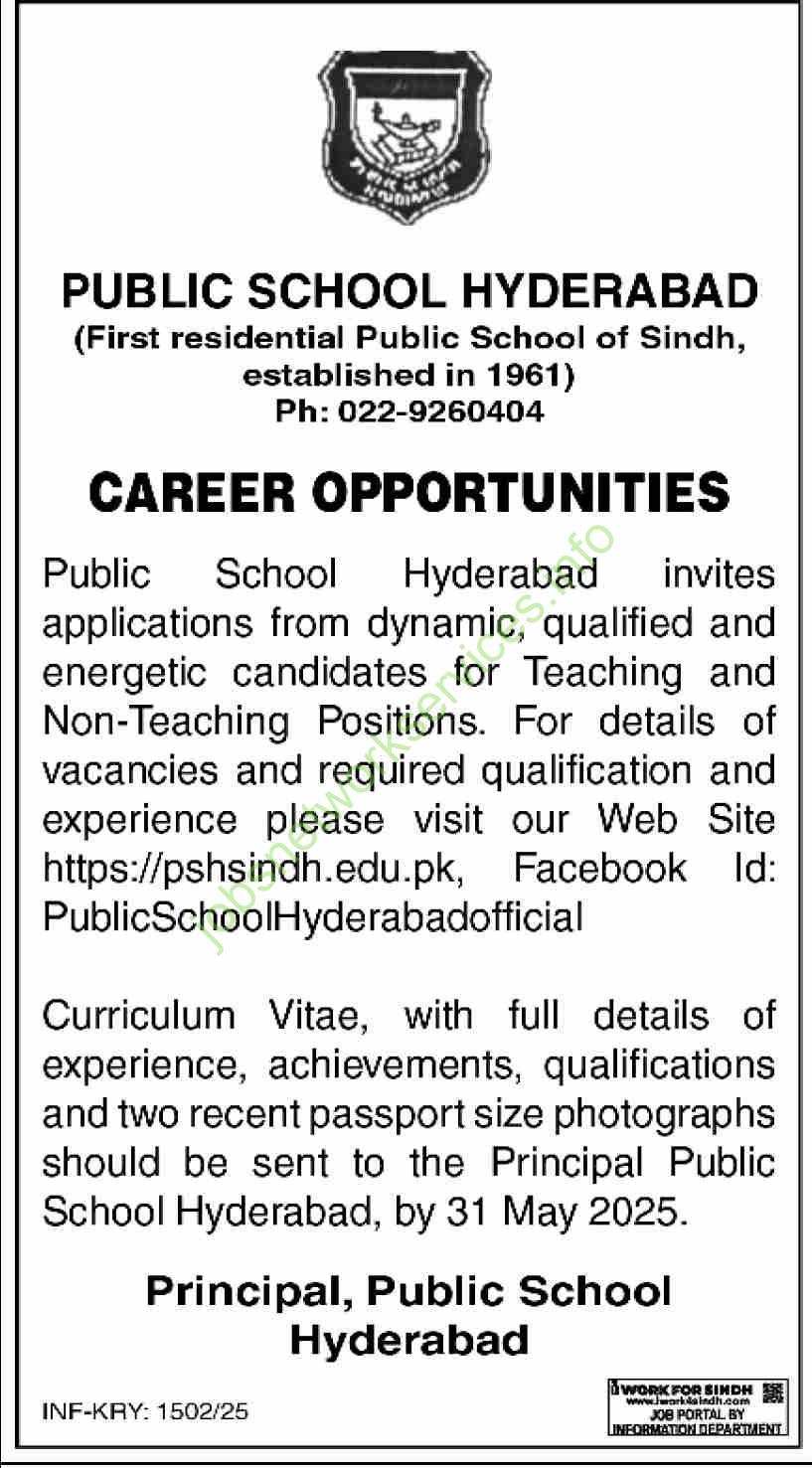 First Residential Public School of Sindh Jobs 2025