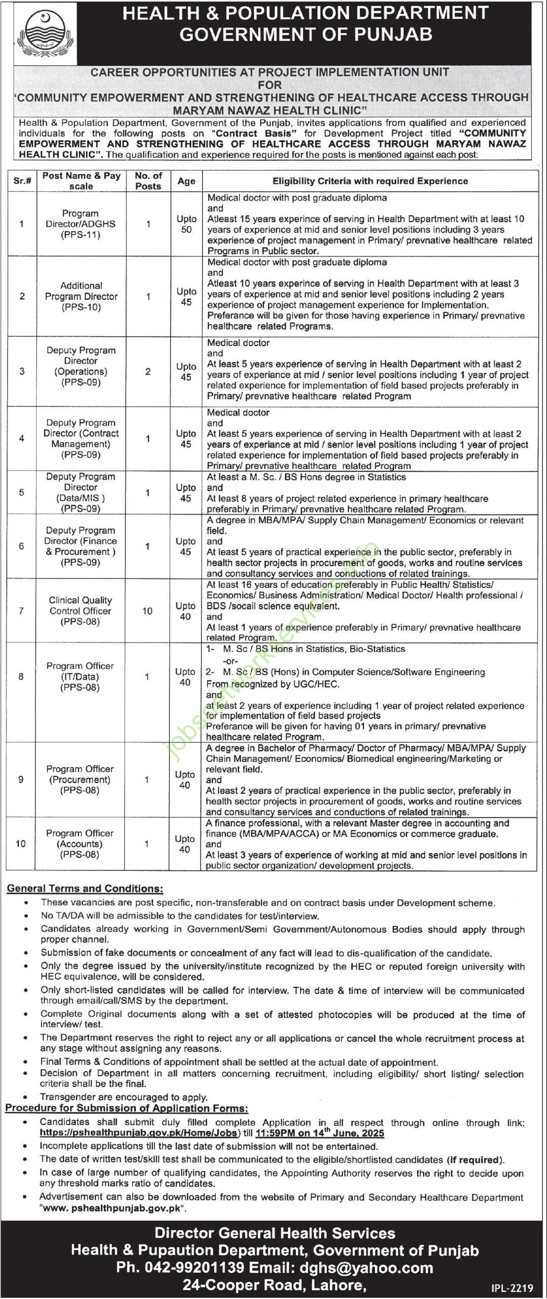 Health & Population Department Government of Punjab Jobs 2025 Latest