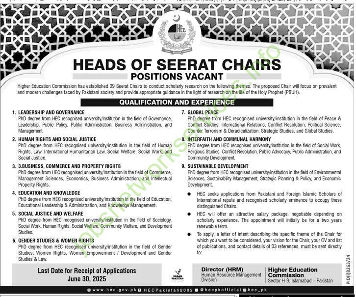 Higher Education Commission HEC Jobs 2025 at Islamabad