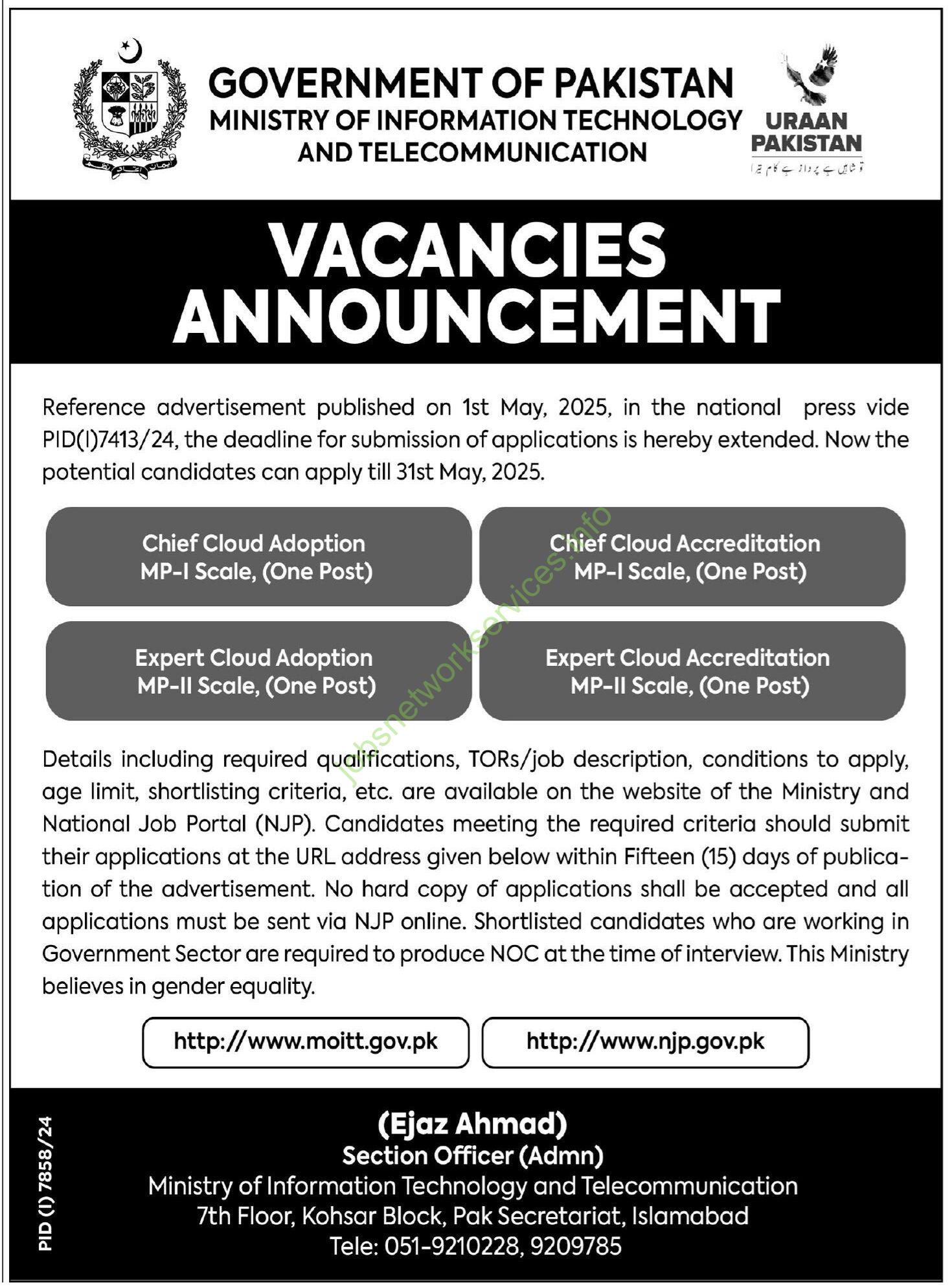 Ministry of Information Technology and Telecommunication MOITT Jobs 2025