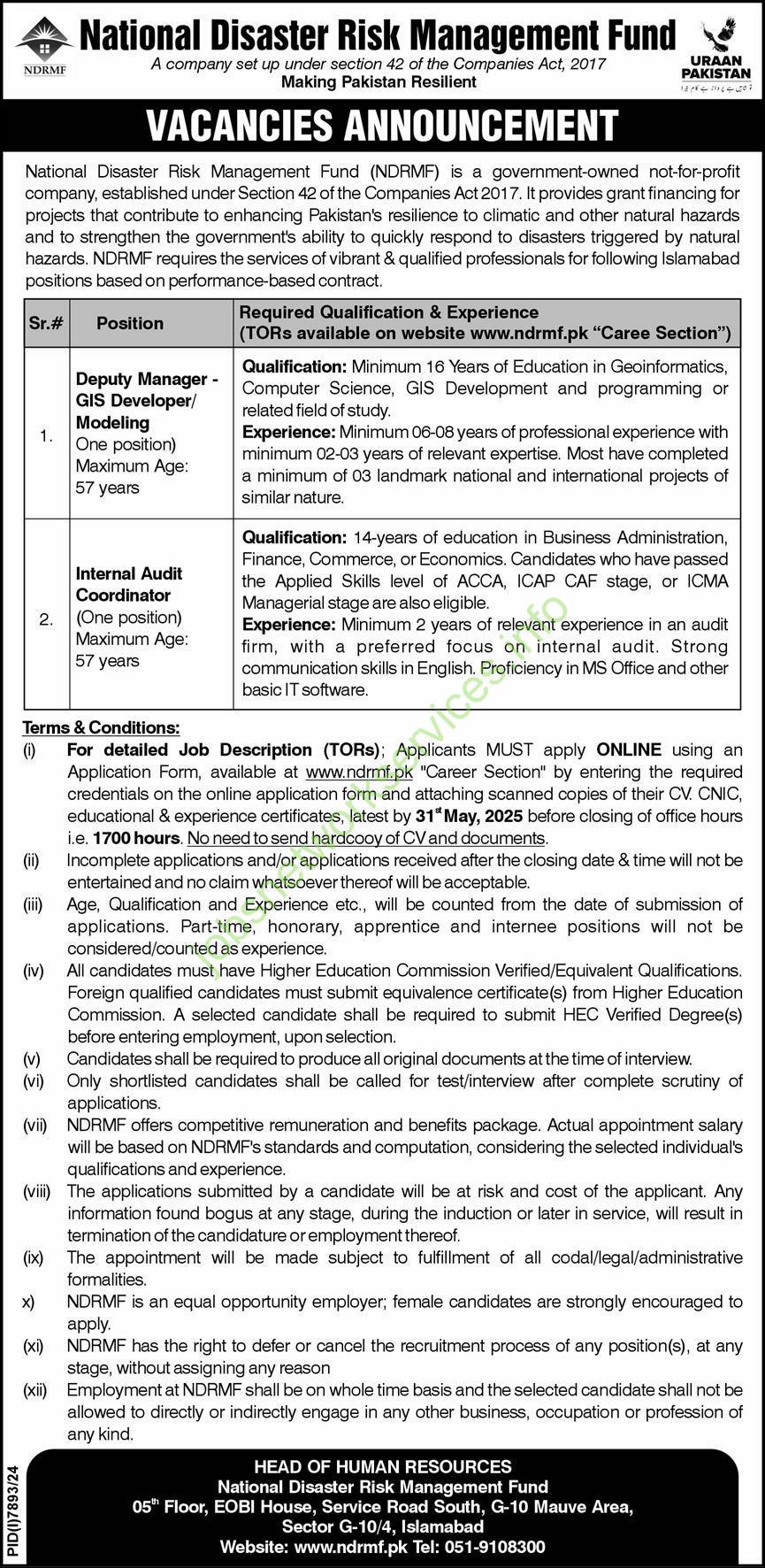 National Disaster Risk Management Fund NDRMF Jobs 2025