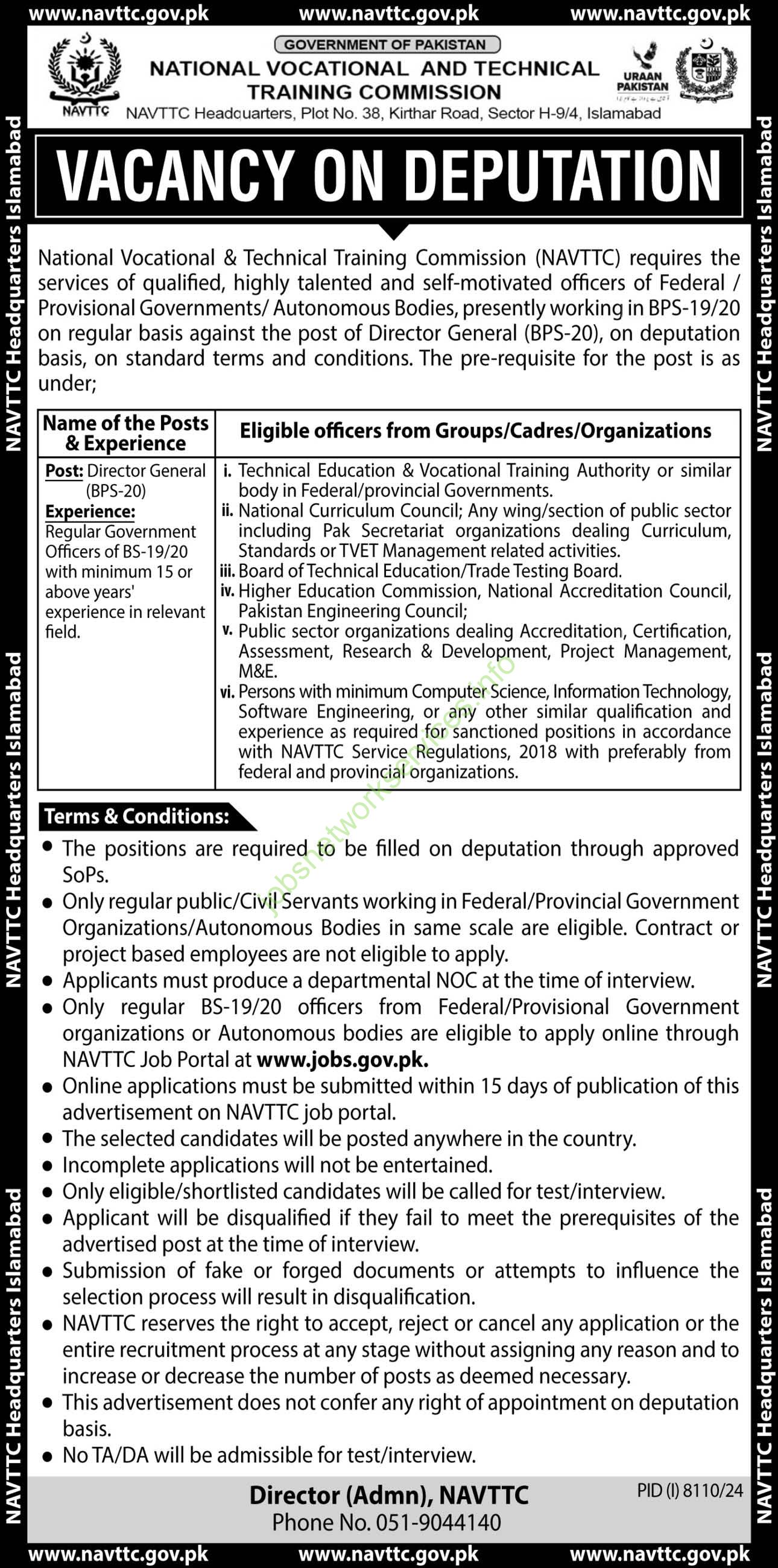 National Vocational & Technical Training Commission Islamabad Jobs 2025 Latest NAVTTC Jobs