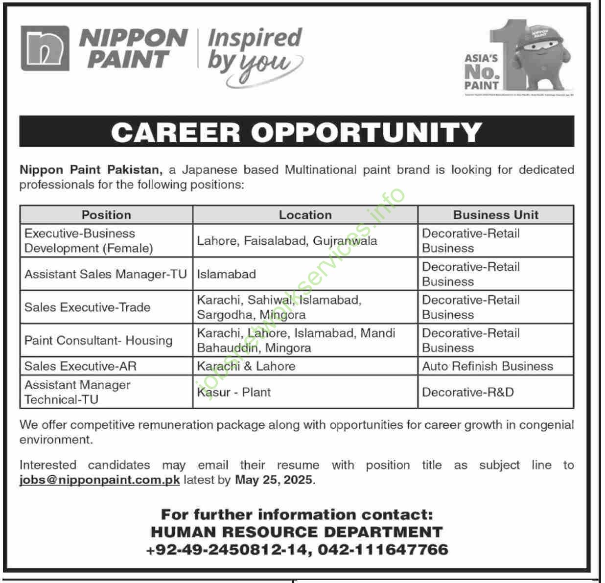 Nippon Paint Pakistan Jobs 2025 Latest