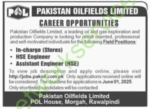 Oil & Gas Careers at Pakistan Oilfields Limited – Field Positions Open