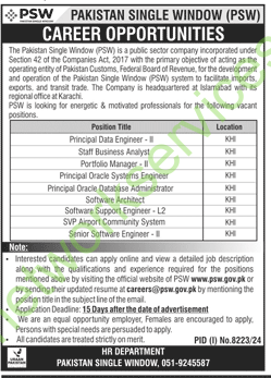 Pakistan Single Window PSW Jobs 2025