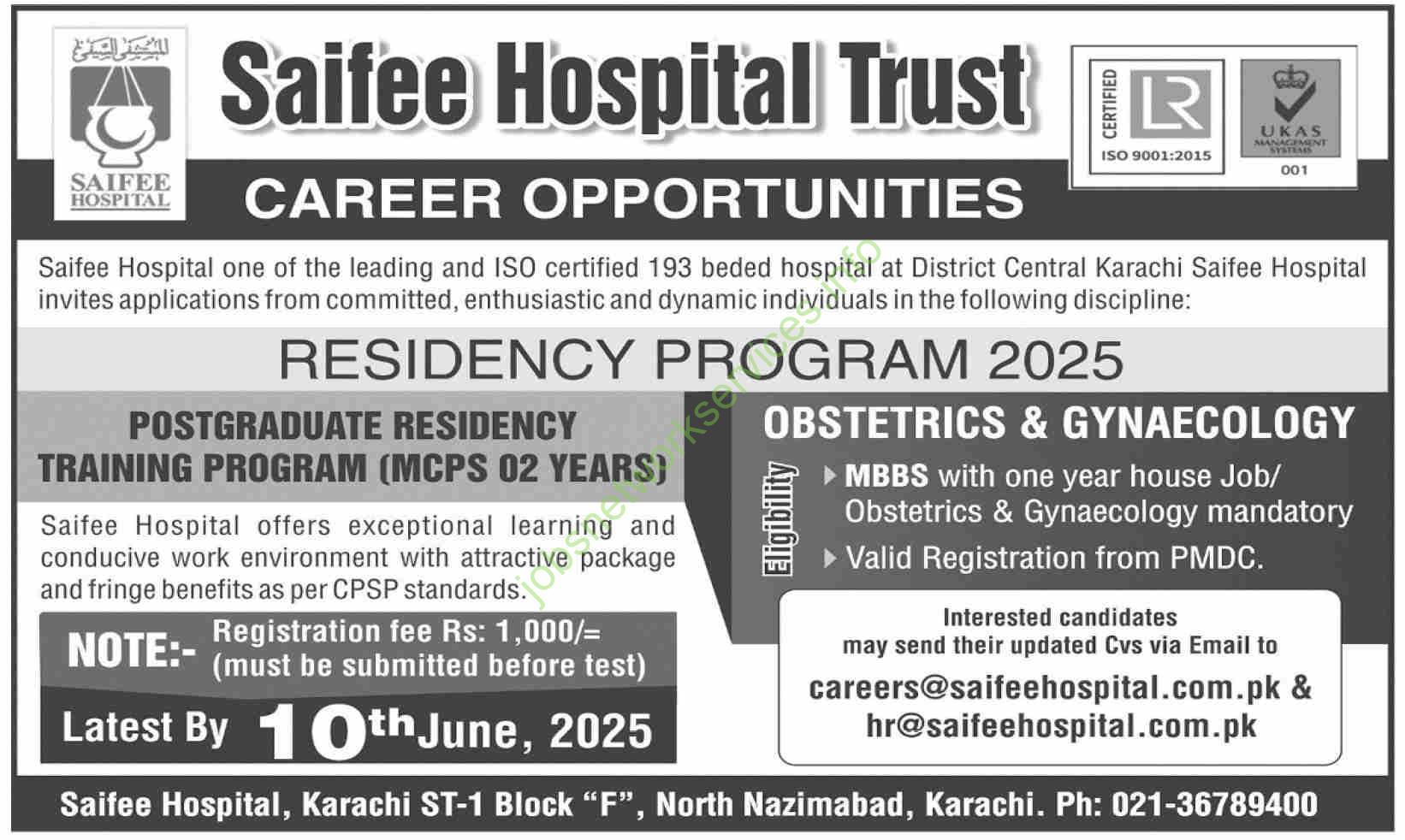 Postgraduate Residency Program 2025 at Saifee Hospital – MCPS Training in OBGYN