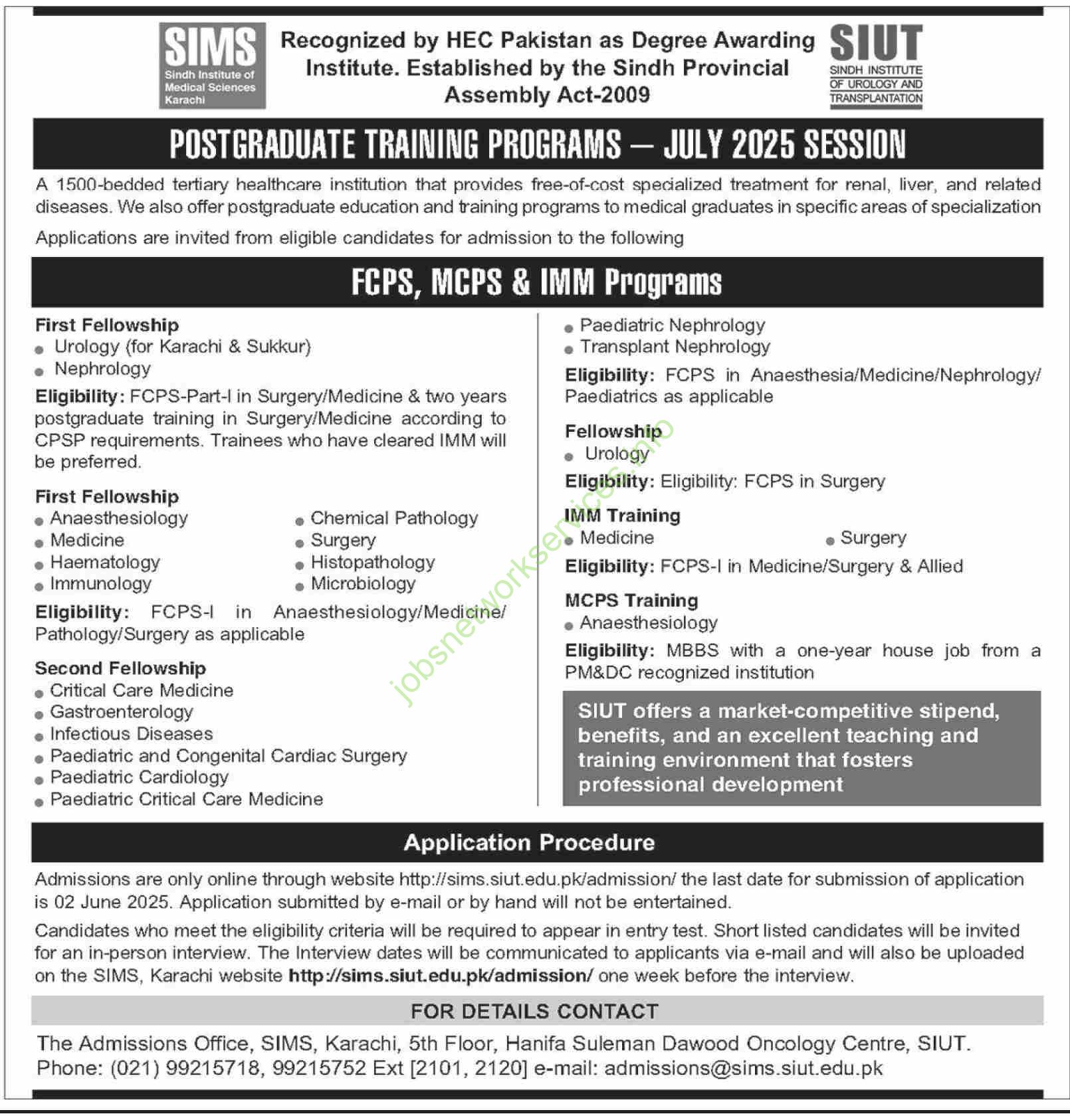 Sindh Institute of Medical Sciences (SIMS) Karachi Jobs 2025
