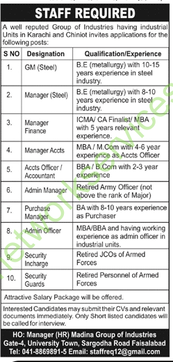 Well Reputed Group of Industries Jobs 2025 at Karachi & Chiniot