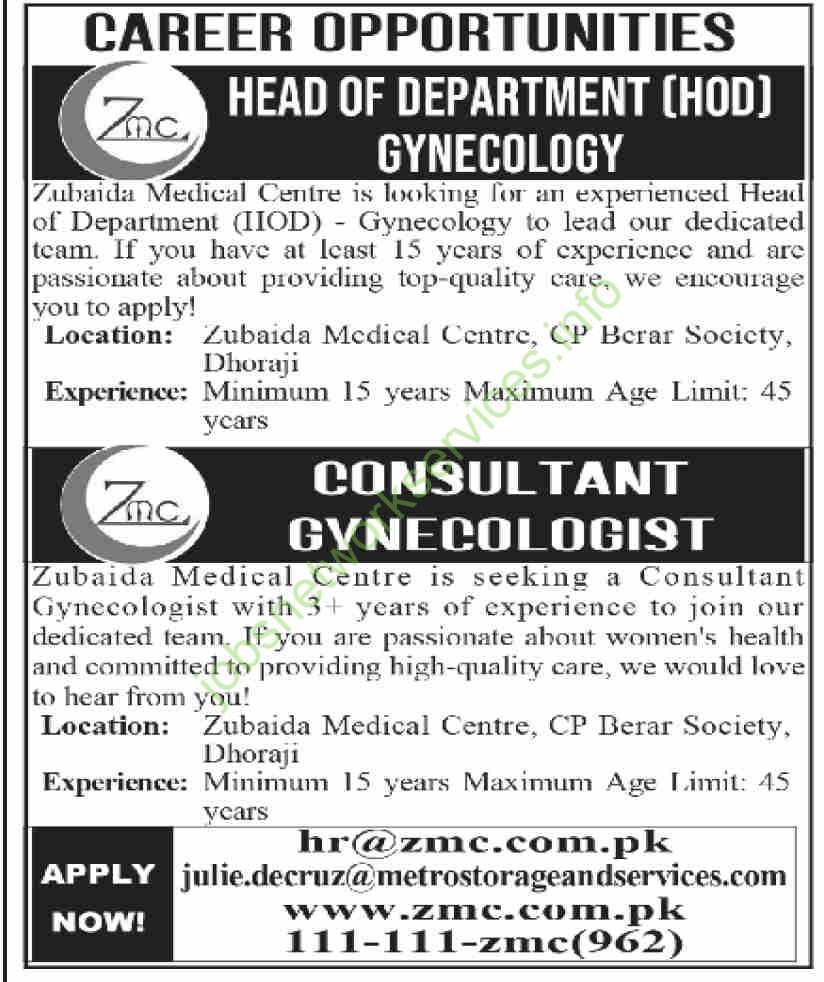 Zubaida Medical Center ZMC Jobs 2025