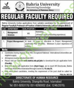 Bahria University BU All New Job Advertisements 2025