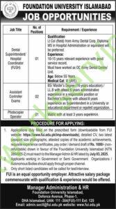 Foundation University Islamabad FUI Jobs 2025 Online Apply Now