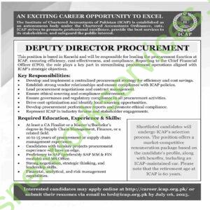 ICAP Career Opportunity 2025 – Deputy Director Procurement – Apply by 06 July
