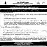 Principal Pakistan Steel Cadet College Job – Retired Armed Forces Officers (Brigadier Rank) Apply Now