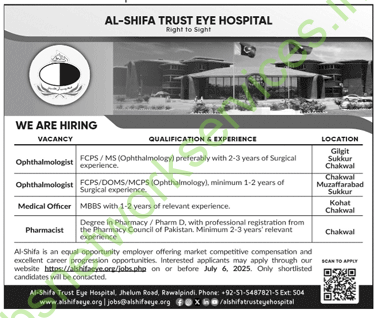 Al Shifa Trust Eye Hospital Jobs 2025