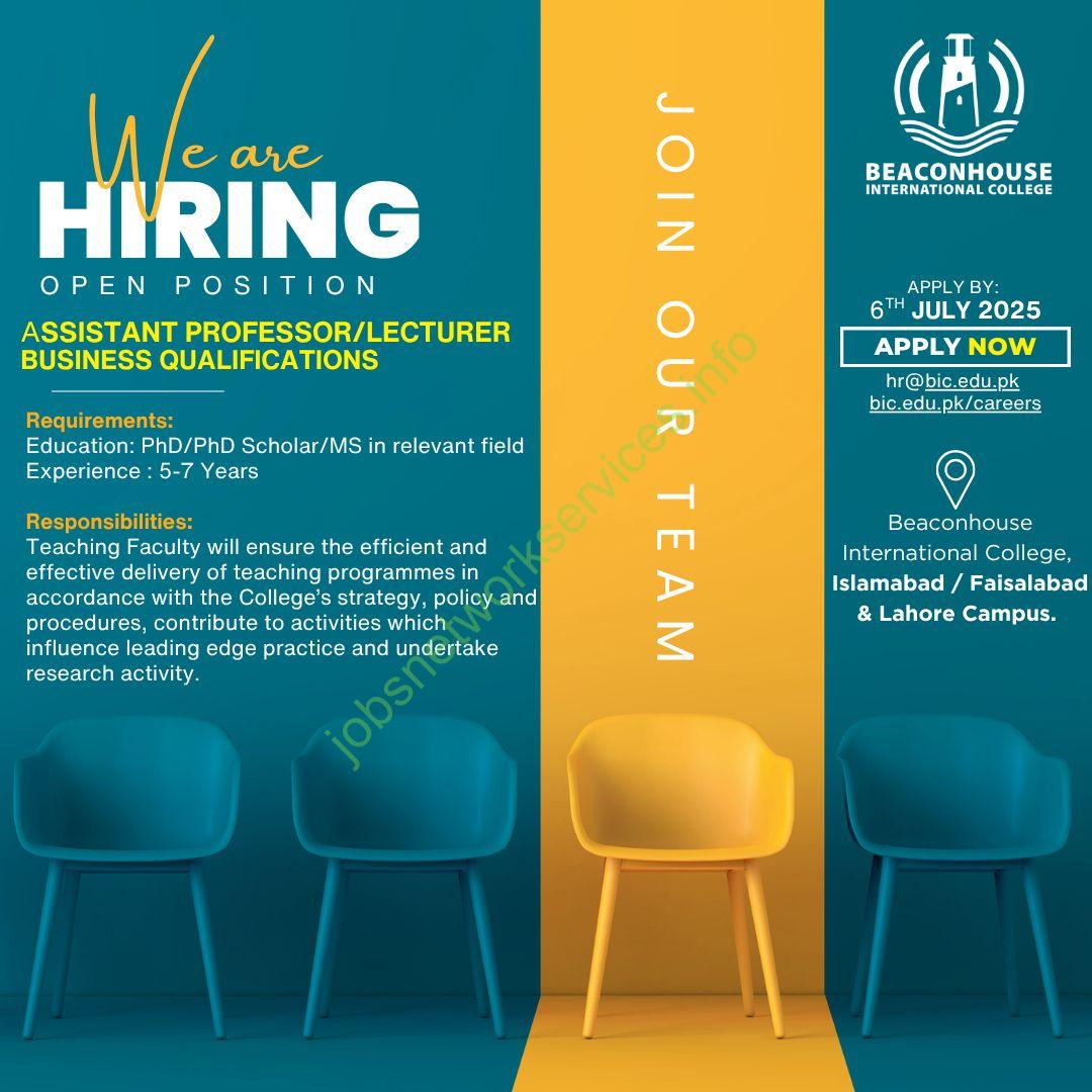 Beaconhouse Group Jobs 2025 for Assistant Professor