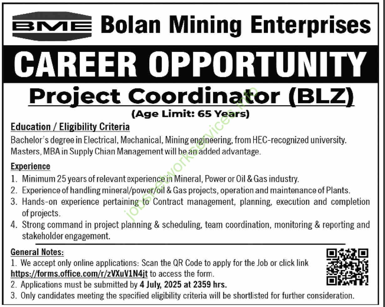 Bolan Mining Enterprises BME Jobs 2025