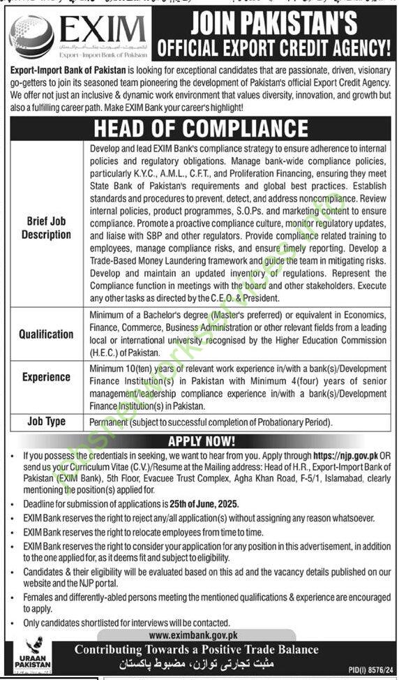 Export -Import Bank of Pakistan Jobs 2025 Latest EXIM Jobs