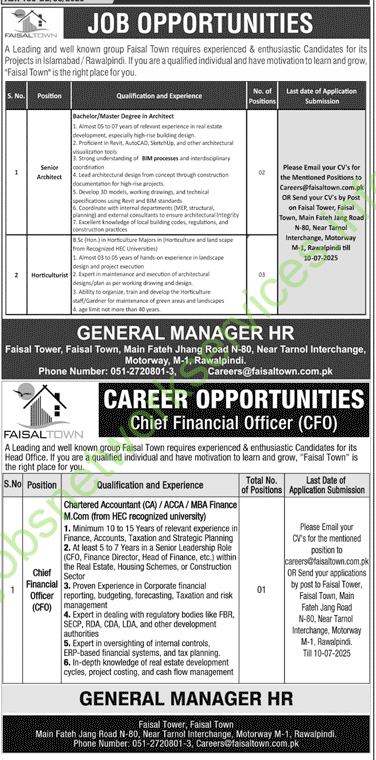 Faisal Town Jobs 2025