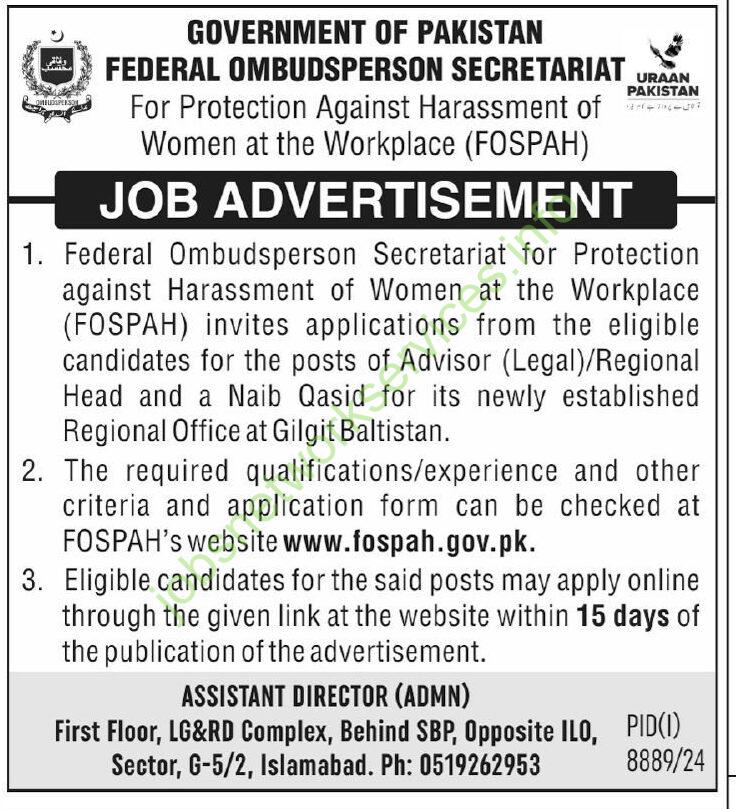Federal Ombudsperson Secretariat FOS Jobs 2025
