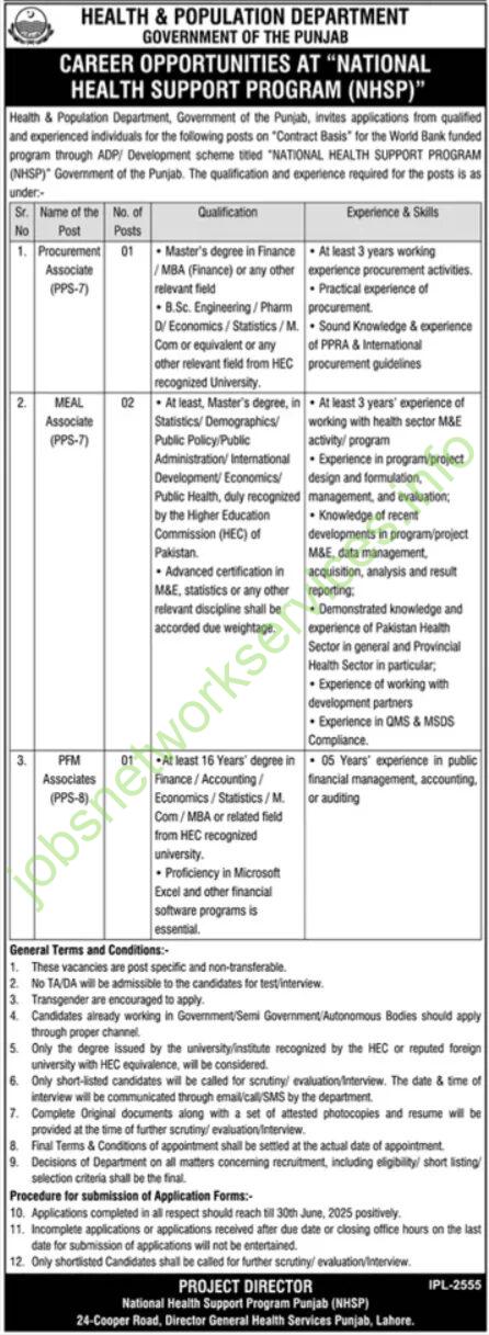 Health & Population Department Punjab Jobs 2025