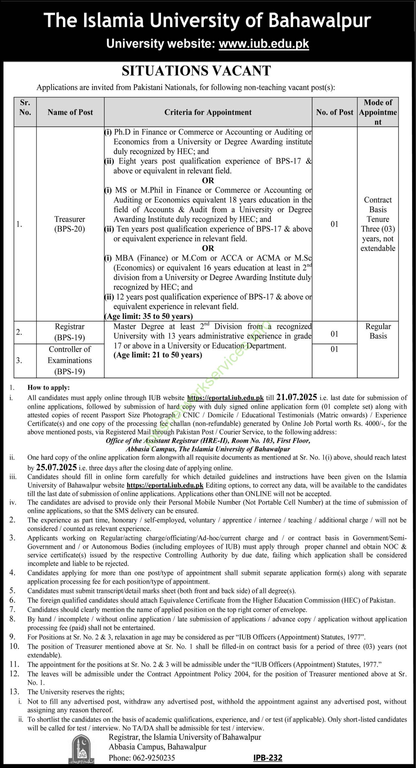 Islamia University of Bahawalpur Jobs 2025 Latest IUB Jobs