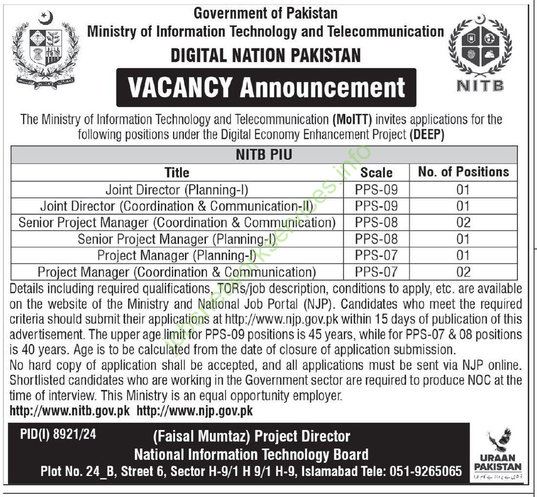 Ministry of Information Technology and Telecommunication Jobs 2025