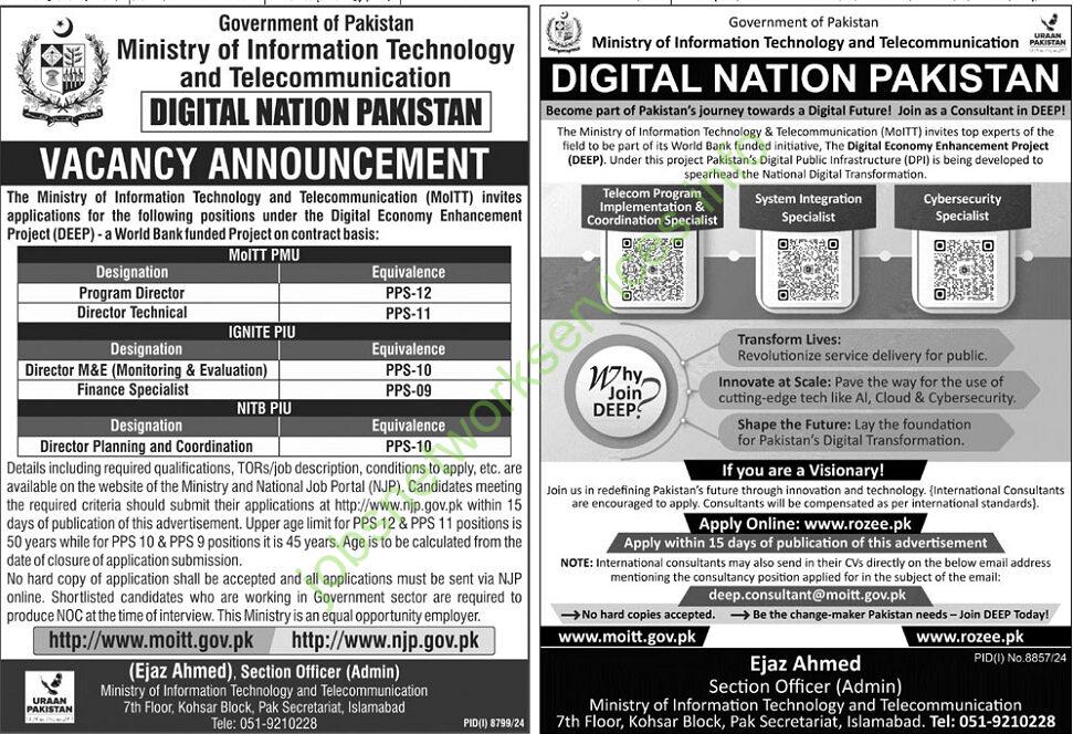 Ministry of Information Technology and Telecommunication MOITT Jobs 2025