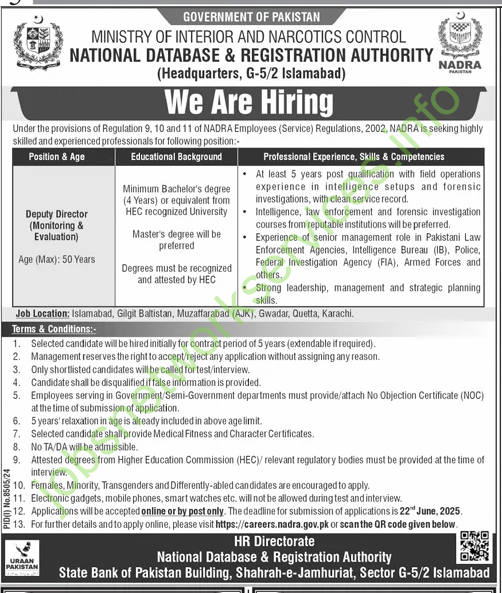 Ministry of Interior and Narcotics Control Jobs 2025