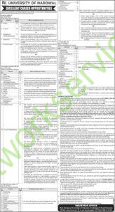 University of Narowal offering Excellent Career Opportunities
