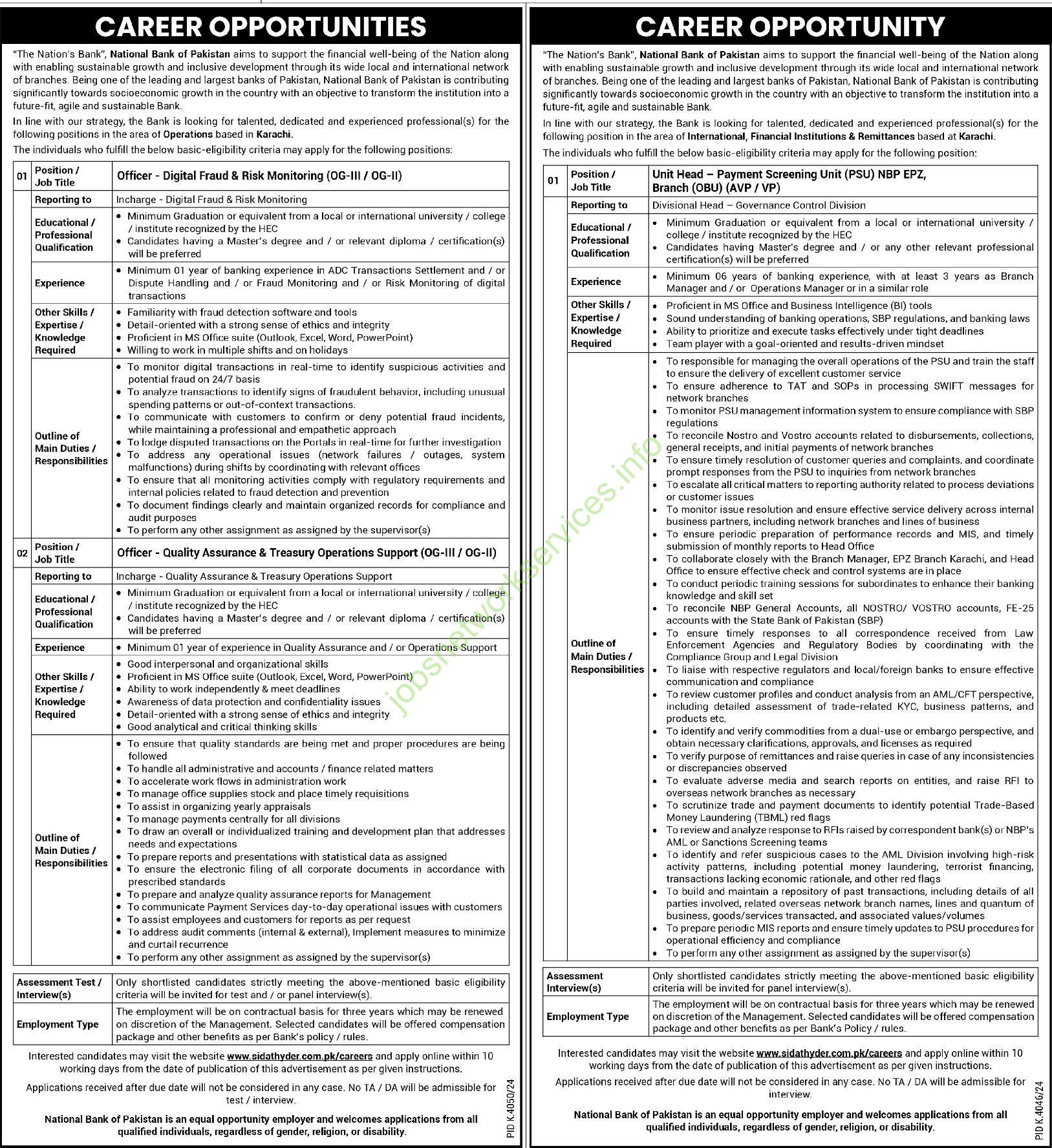 National Bank of Pakistan Jobs 2025 Latest NBP Jobs