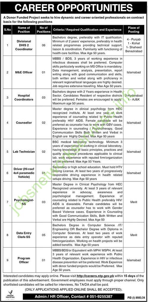 National TB Control Programme (NTP) Jobs 2025 Latest Donor Jobs