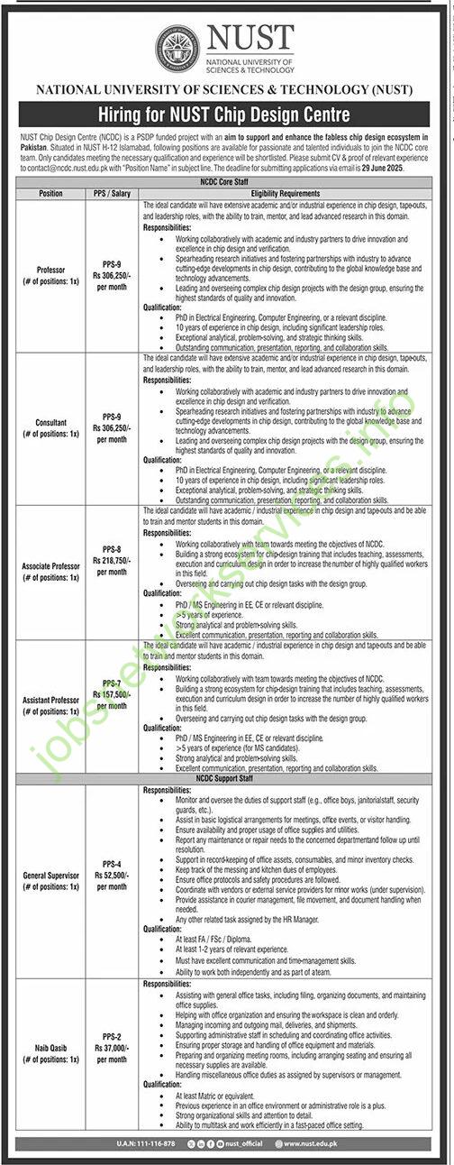 National University of Sciences and Technology NUST Jobs 2025