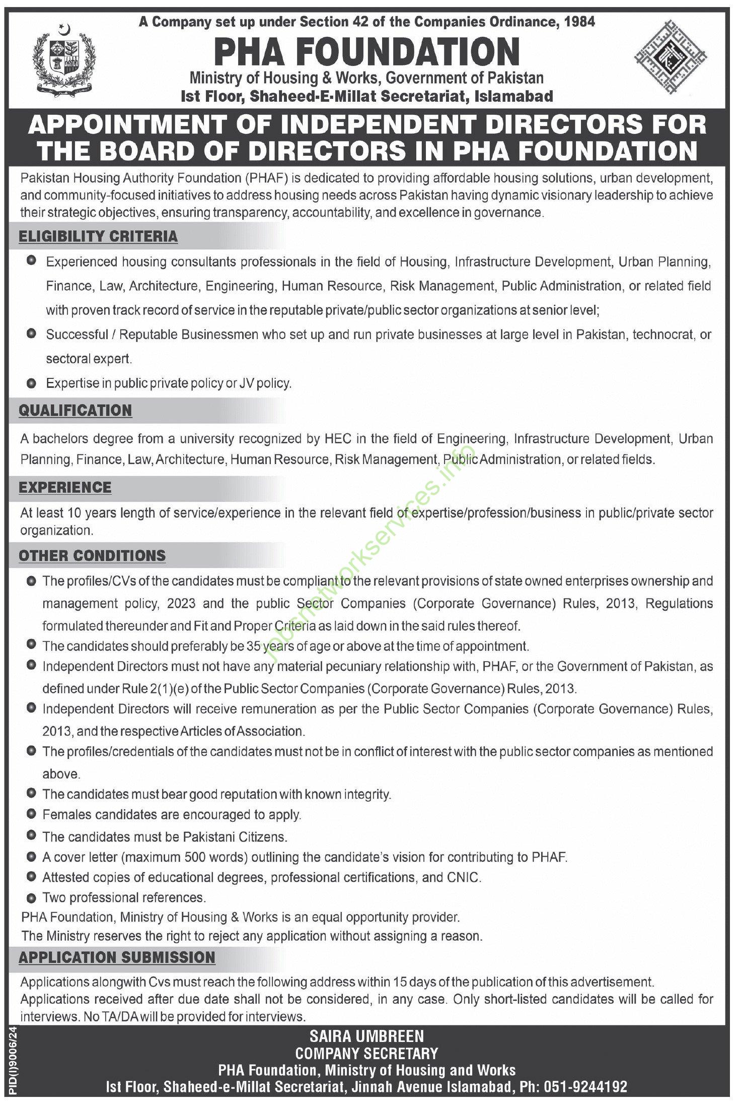 PHA Foundation Islamabad Jobs 2025