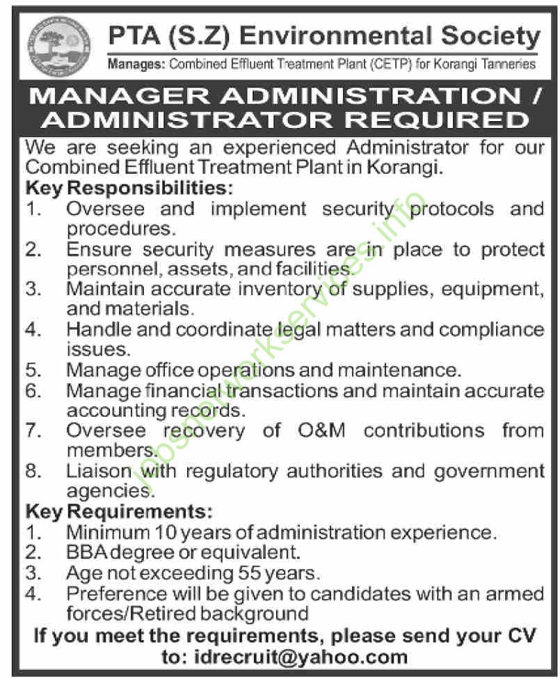 PTA (S.Z) Environmental Society Jobs 2025