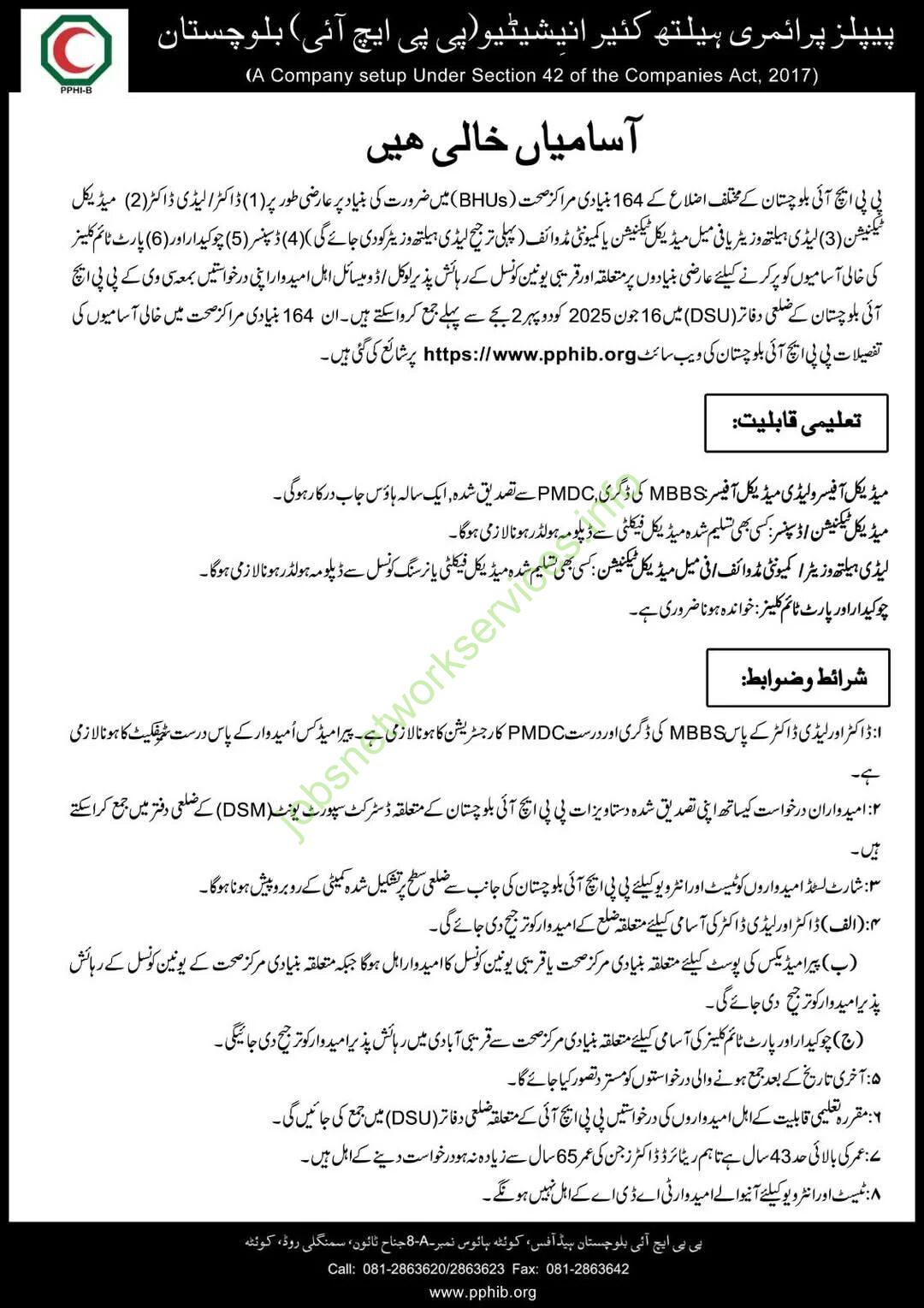 Peoples primary Healthcare Initiative Balochistan Jobs 2025 Latest PPHI Jobs
