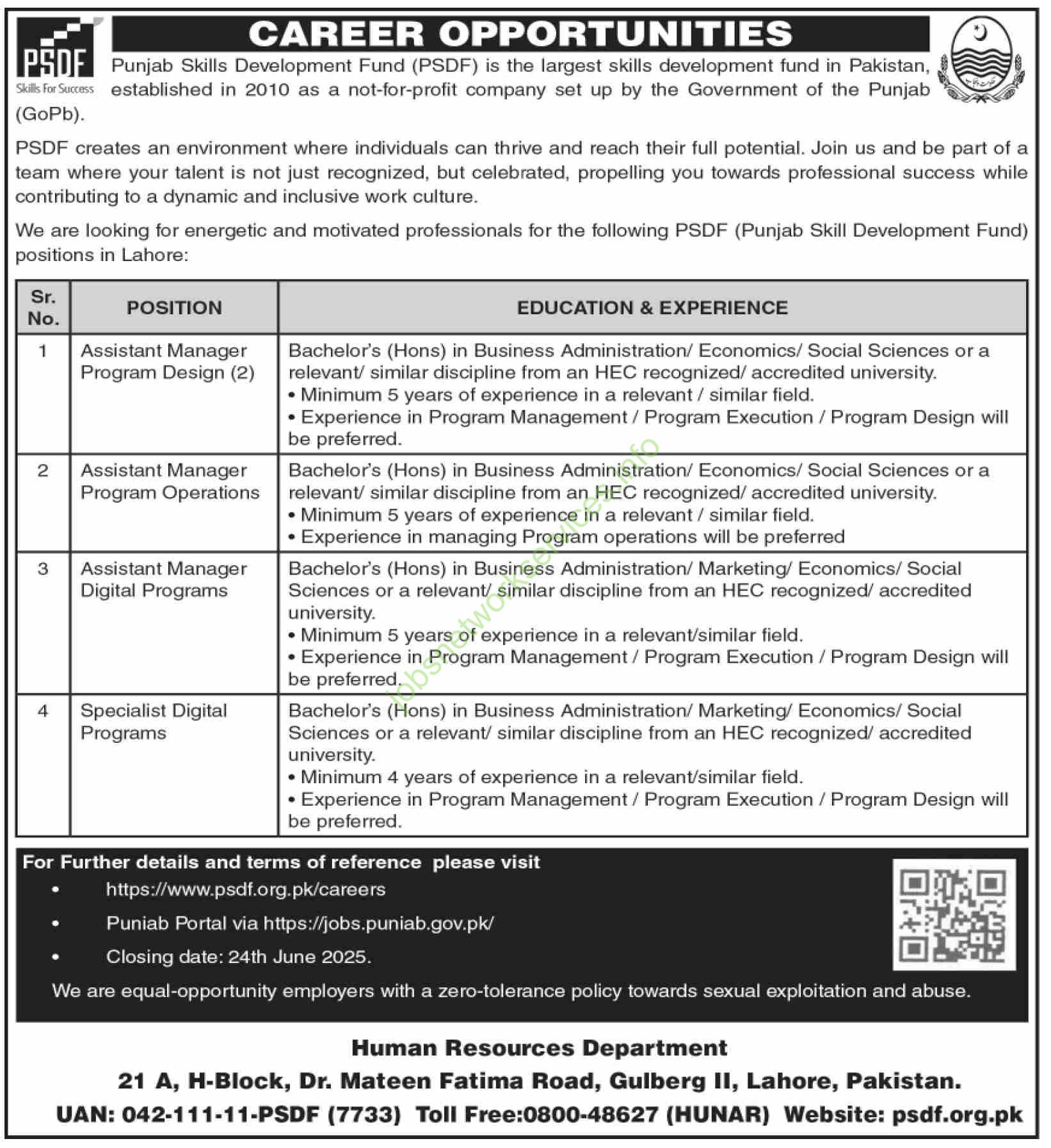 Punjab Skills Development Fund PSDF Jobs 2025