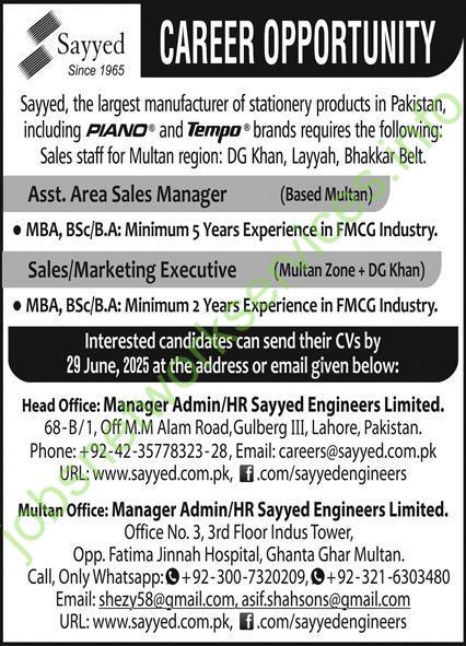 Sayyed PIANO and TEMPO Pakistan Jobs 2025 Latest