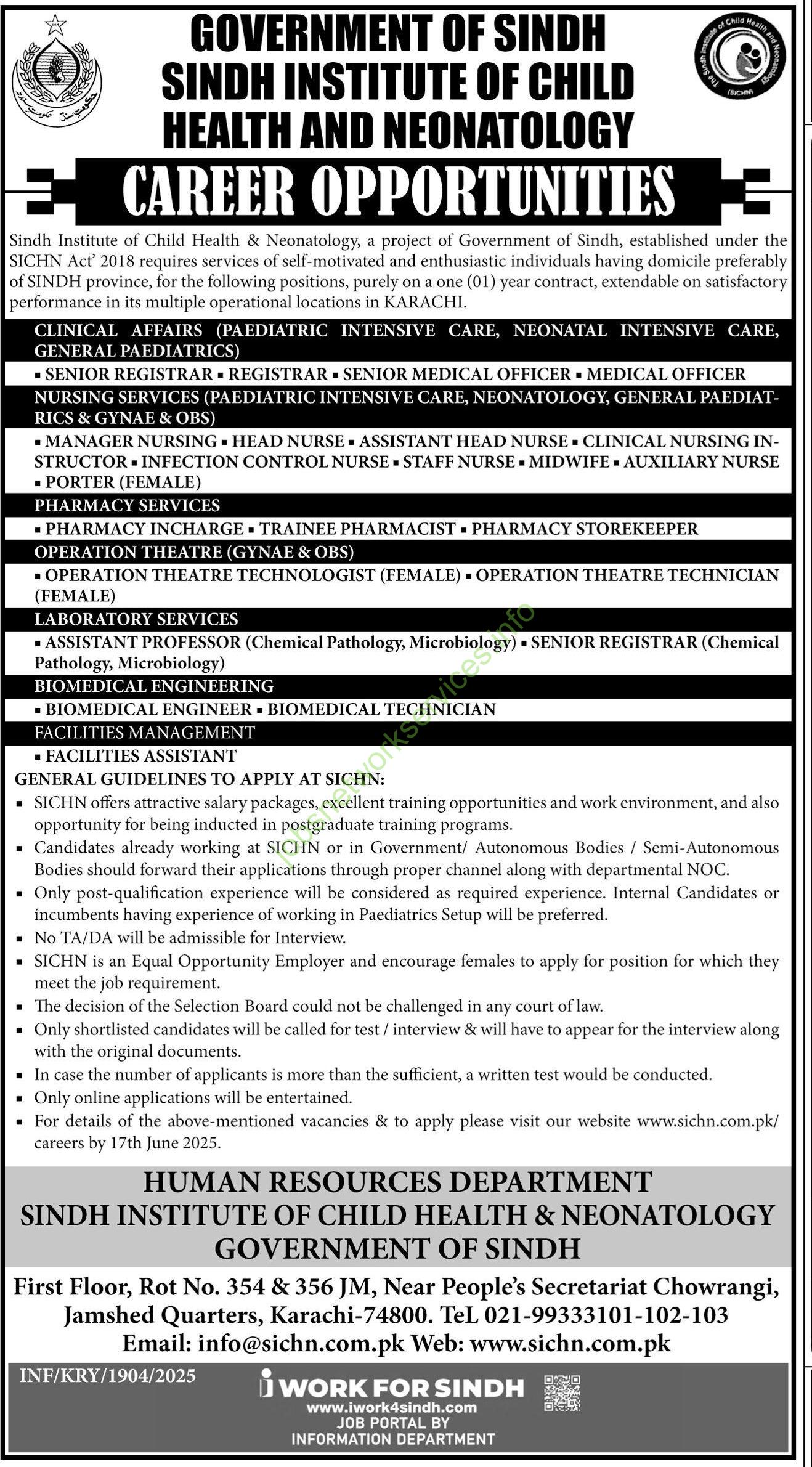 Sindh Institute of Child Health & Neonatology Sindh Jobs 2025