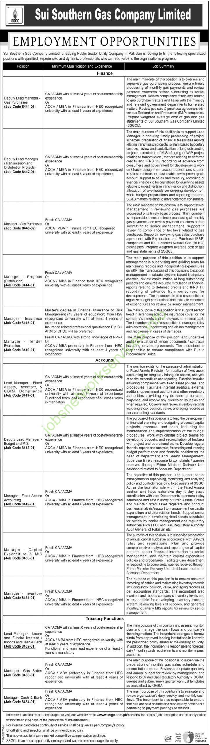 Sui Southern Gas Company Limited Pakistan New Jobs 2025 Latest SSGC Jobs