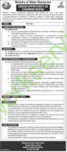 Ministry Of Water Resources Career Opportunity As Chairman Wapda