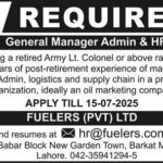 Fuelers (Pvt) Ltd – General Manager Admin & HR Position